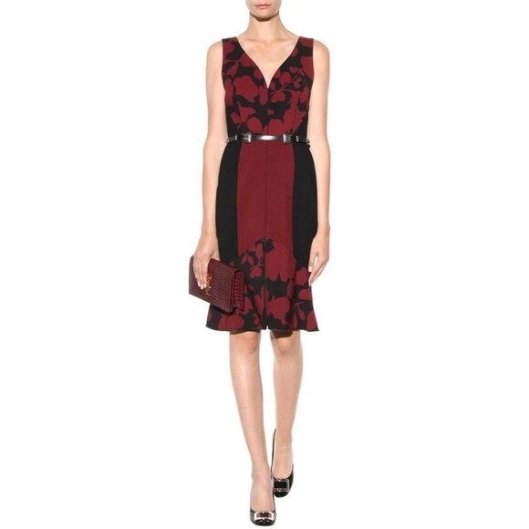 $1990 Runway Oscar de la Renta Sweetheart Neck Flounce Hem Midi Dress  XL - Picture 7 of 12